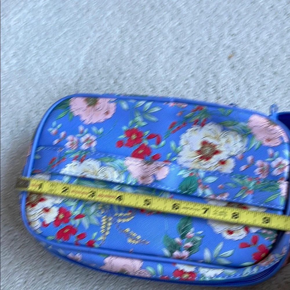 Vibrant Blue and Pink Floral Cosmetic Case